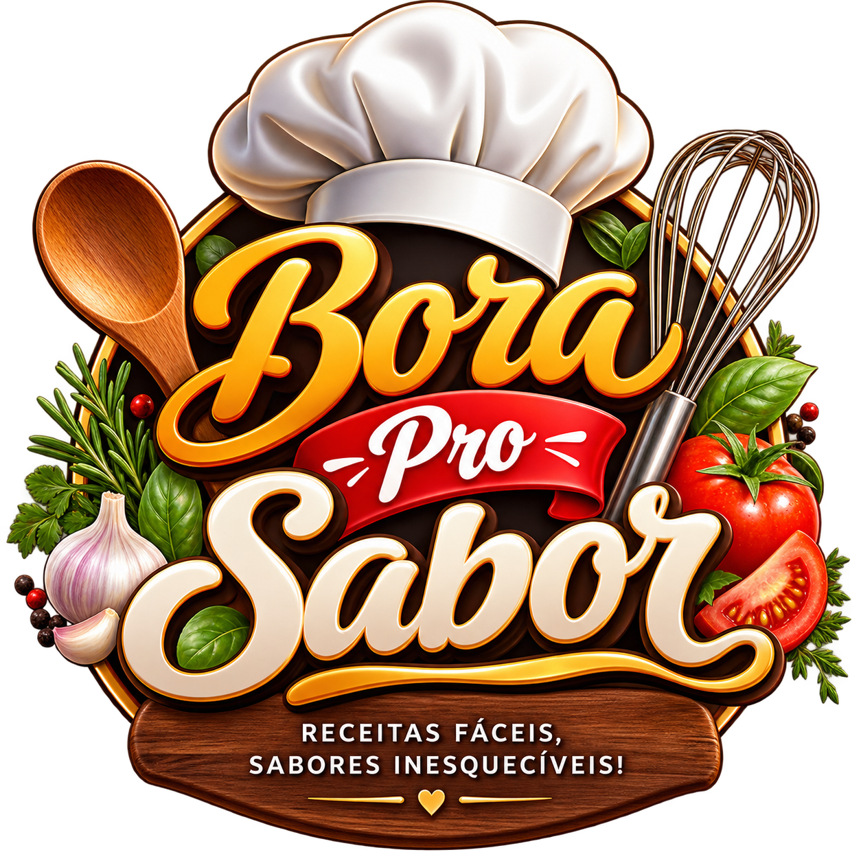 Bora Pro Sabor_ Emblema Culinário 3D